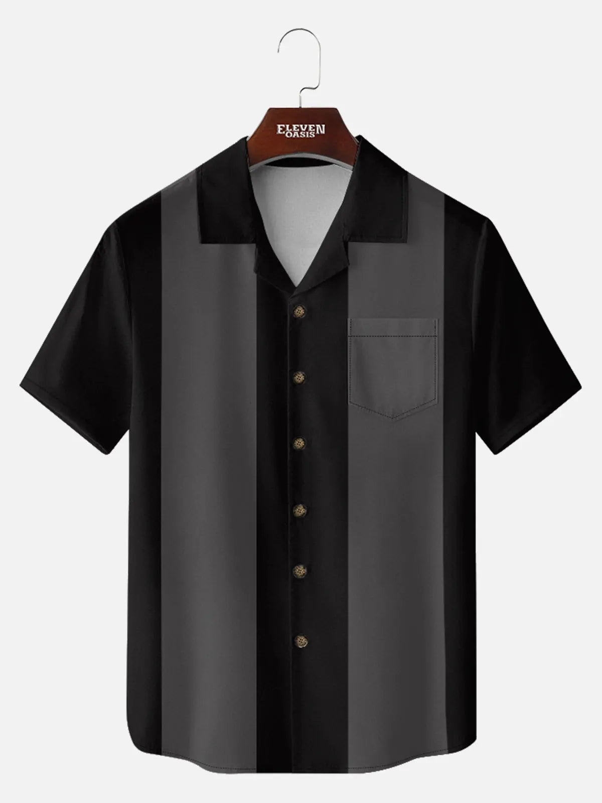 Men's Basic 50s Style Camp Collar Bowling Short Sleeve Shirt ElevenOasis