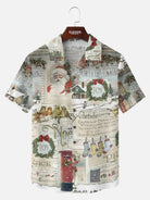 Men's Vintage Christmas Postcards Short Sleeve Shirt Eleven Oasis