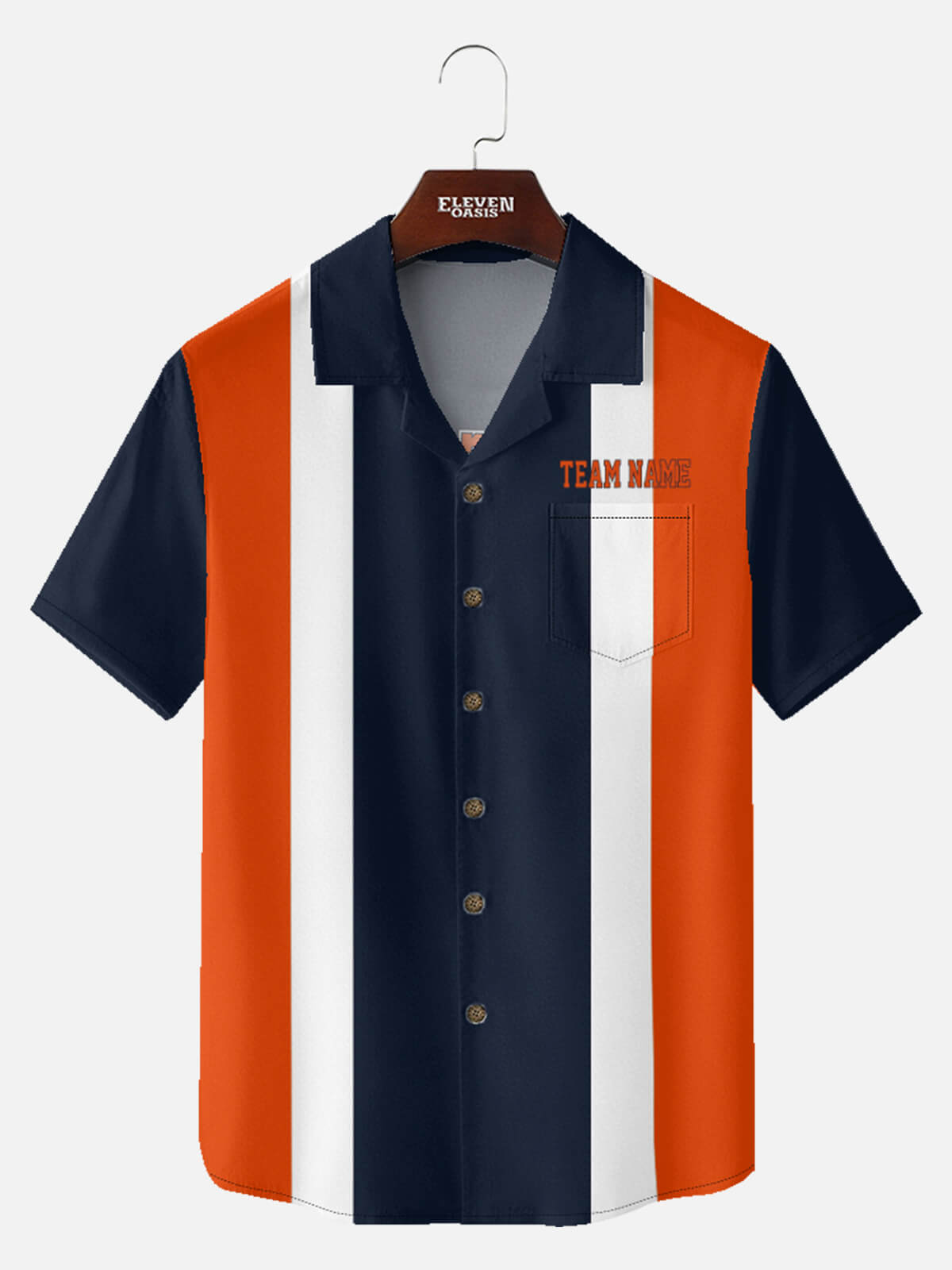 Tall Men's Custom Chicago Football Bowling Short Sleeve Shirt Eleven Oasis