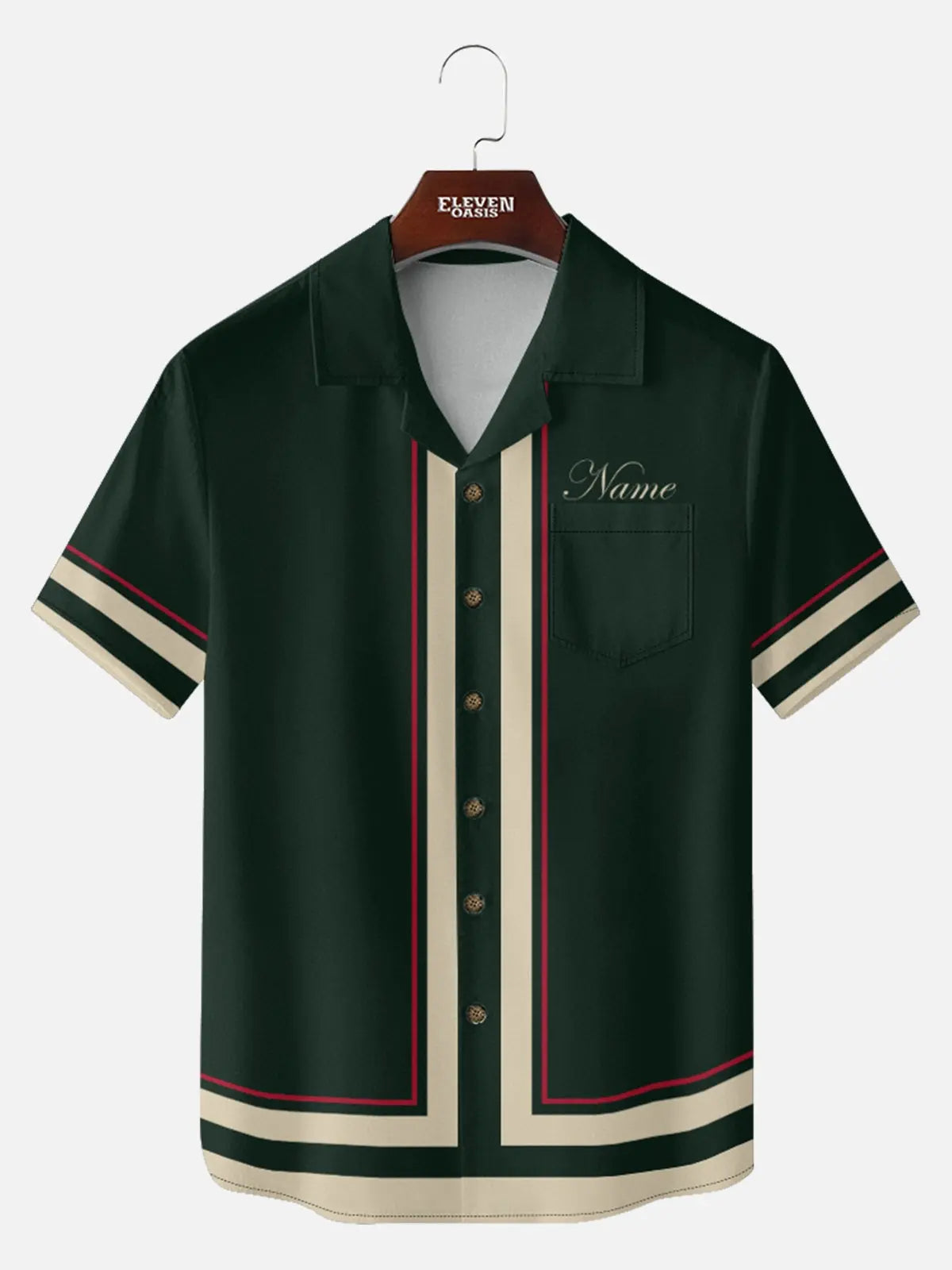 Men's Classic Contrast Trim Customizable Short Sleeve Shirt ElevenOasis