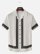 Men's Geometric Border Trim Short Sleeve Shirt ElevenOasis