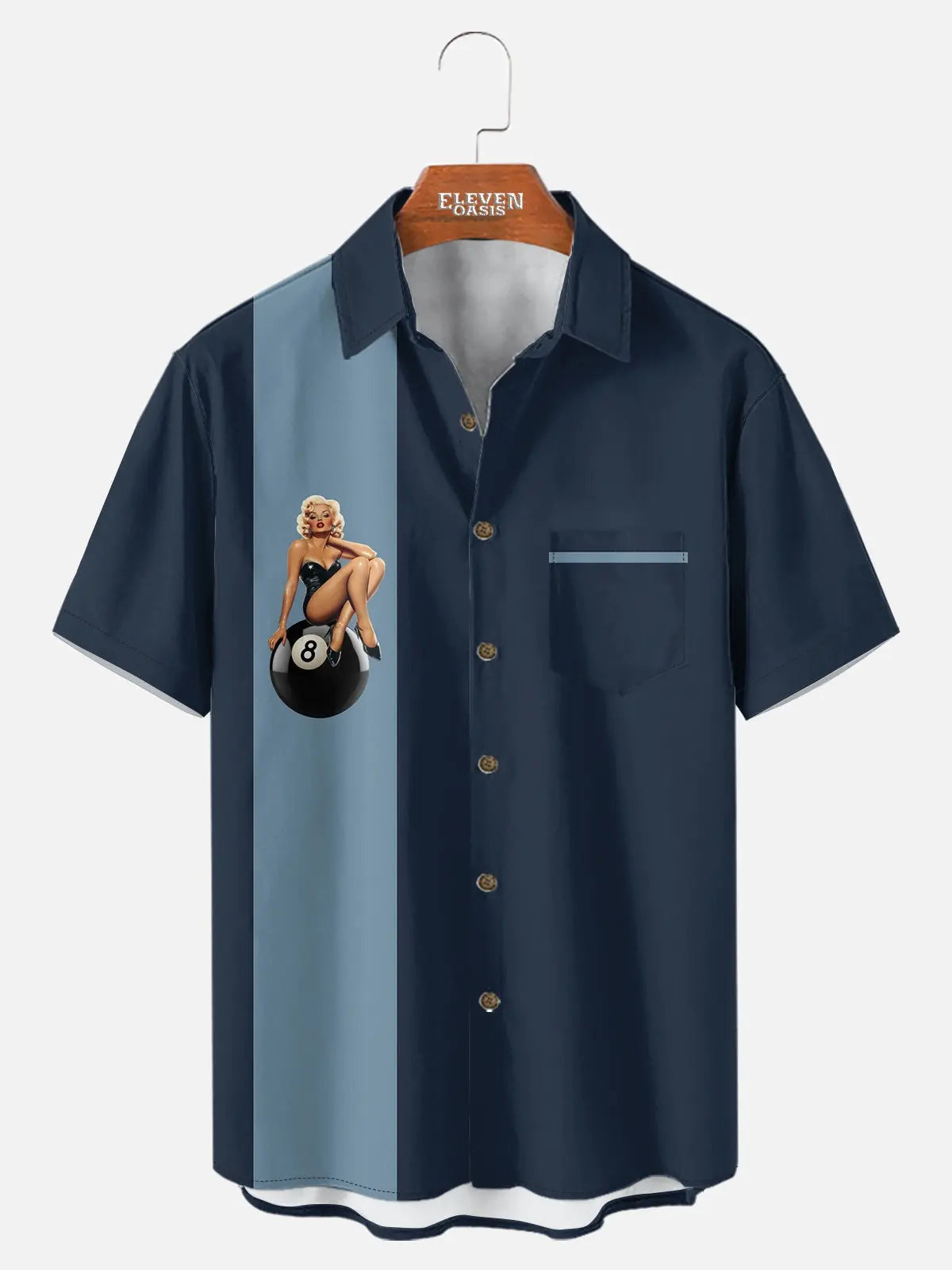 Men's Pin-Up Eight Ball Bowling Short Sleeve Shirt?