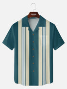 Men's Retro Multi Stripe Panel Short Sleeve Shirt Eleven Oasis