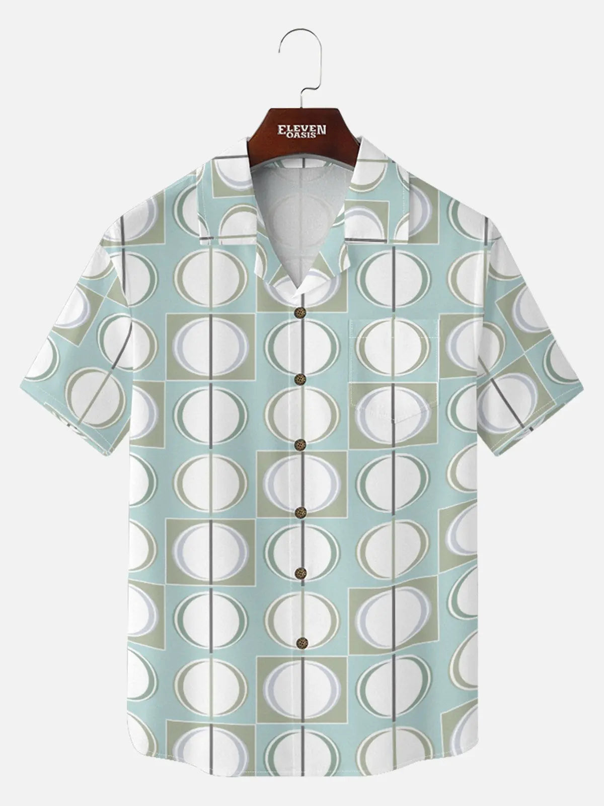 Tall Men's Mid-Century Modern Circle Pattern Short Sleeve Shirt - Tony Soprano Wardrobe?