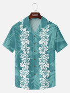 Men's Classic Hibiscus Panel Hawaiian Short Sleeve Shirt ElevenOasis