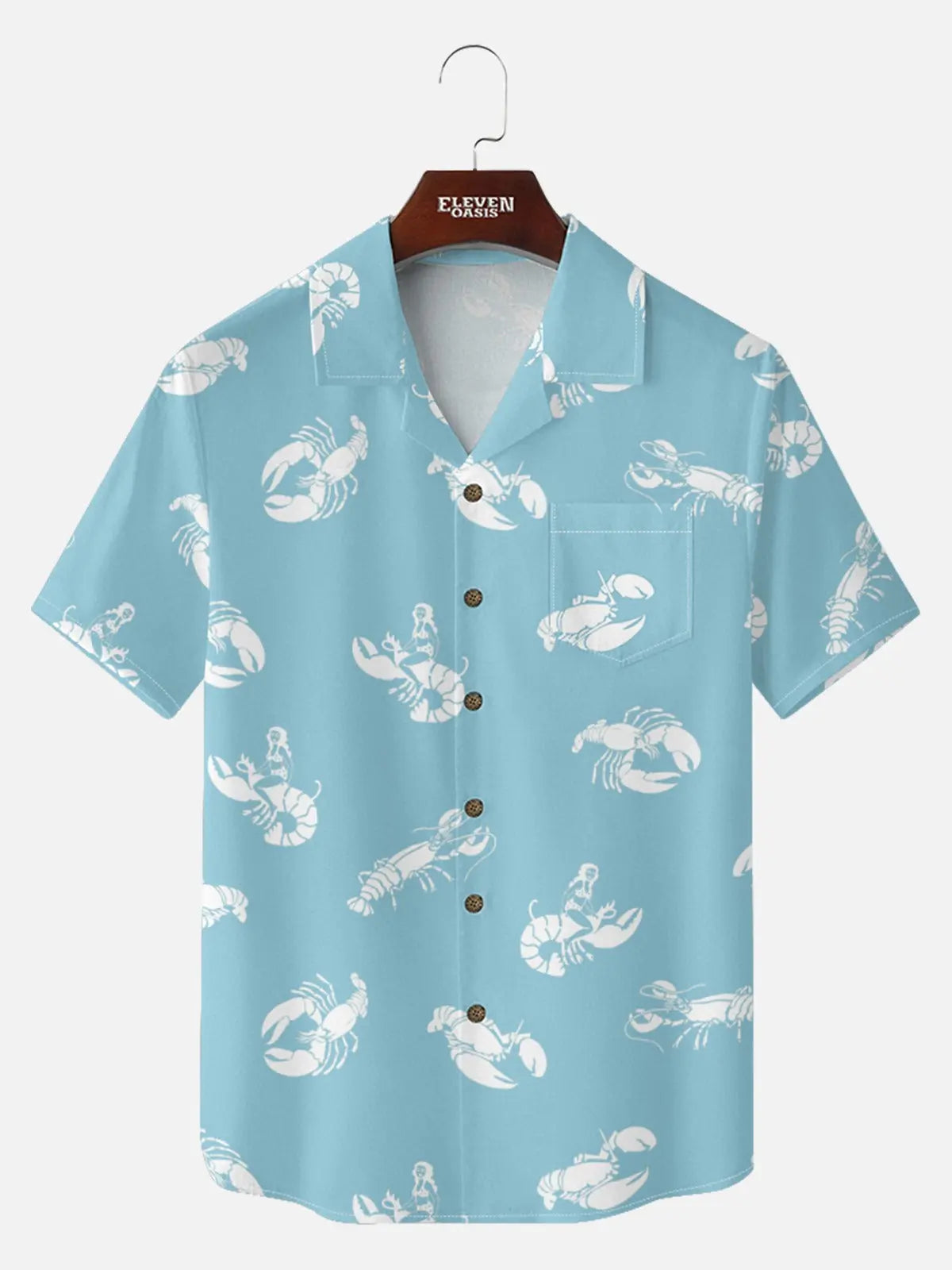Men's Lobster Pin-Up Short Sleeve Shirt ElevenOasis