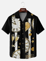 Men's New Year Clock & Champagne Short Sleeve Shirt Eleven Oasis