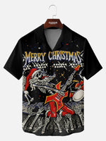 Tall Men's Rockin' Skeleton Santa Short Sleeve Shirt Eleven Oasis