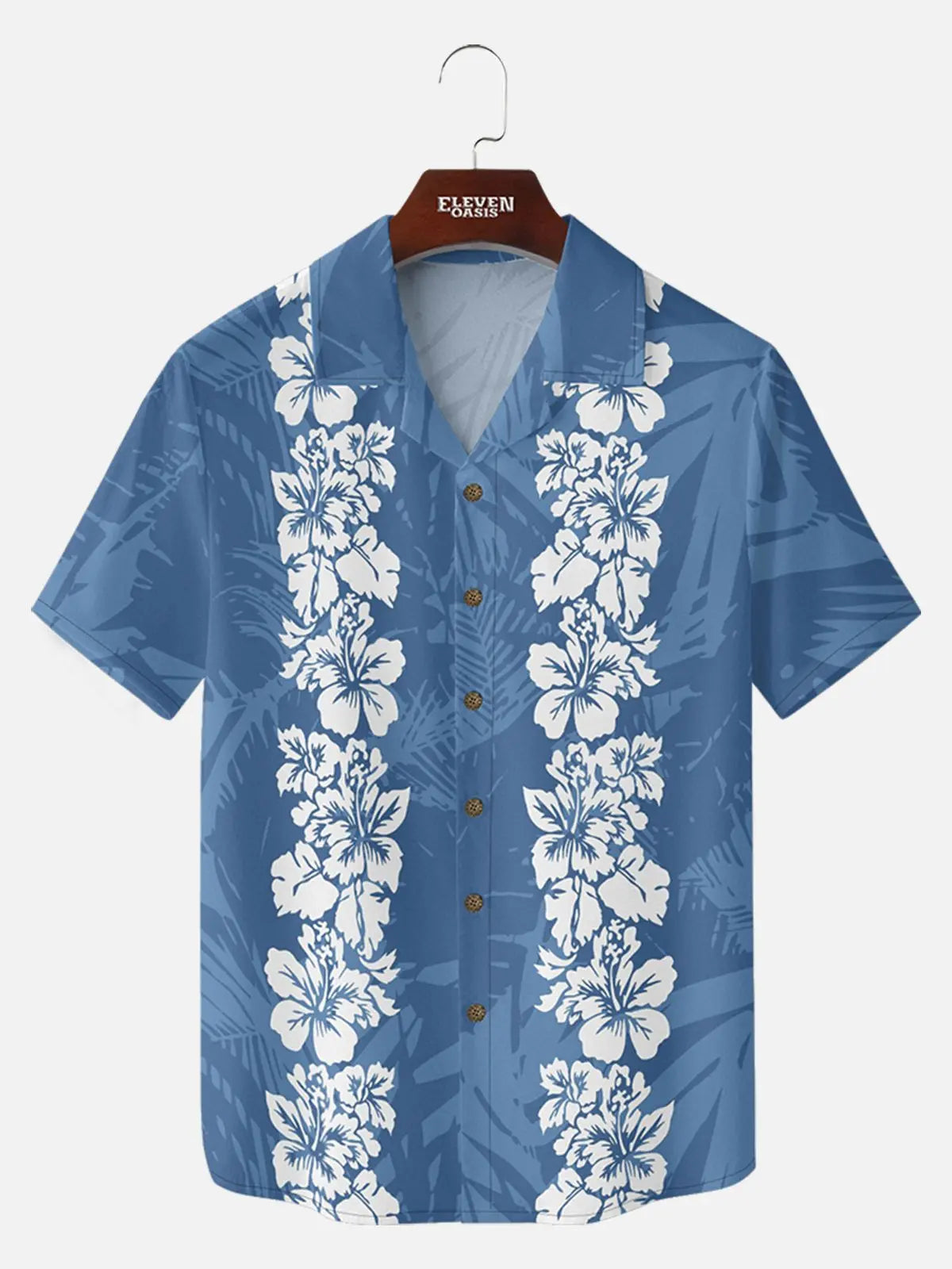 Men's Classic Hibiscus Panel Hawaiian Short Sleeve Shirt ElevenOasis