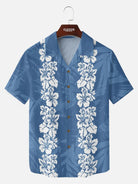 Men's Classic Hibiscus Panel Hawaiian Short Sleeve Shirt ElevenOasis