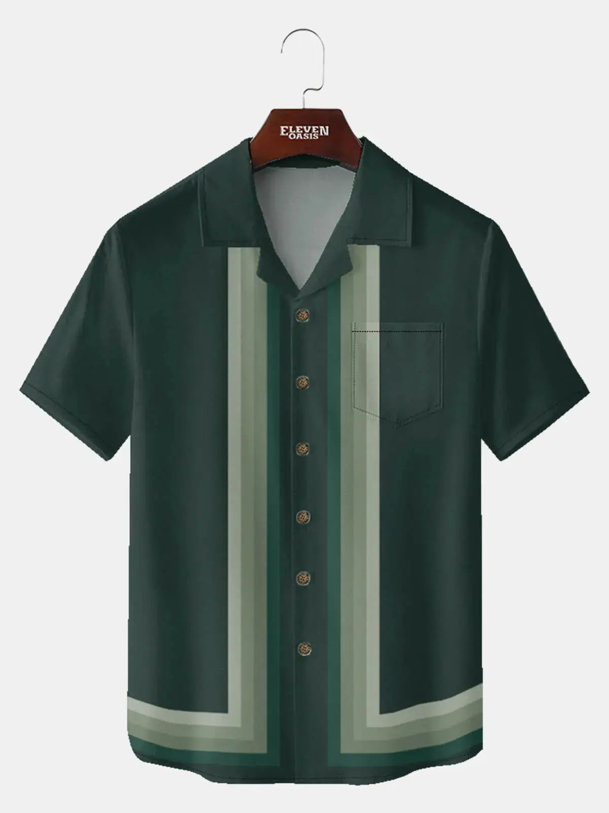 Men's Vintage Panel Camp Collar Short Sleeve Shirt ElevenOasis