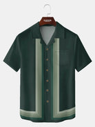 Men's Vintage Panel Camp Collar Short Sleeve Shirt ElevenOasis
