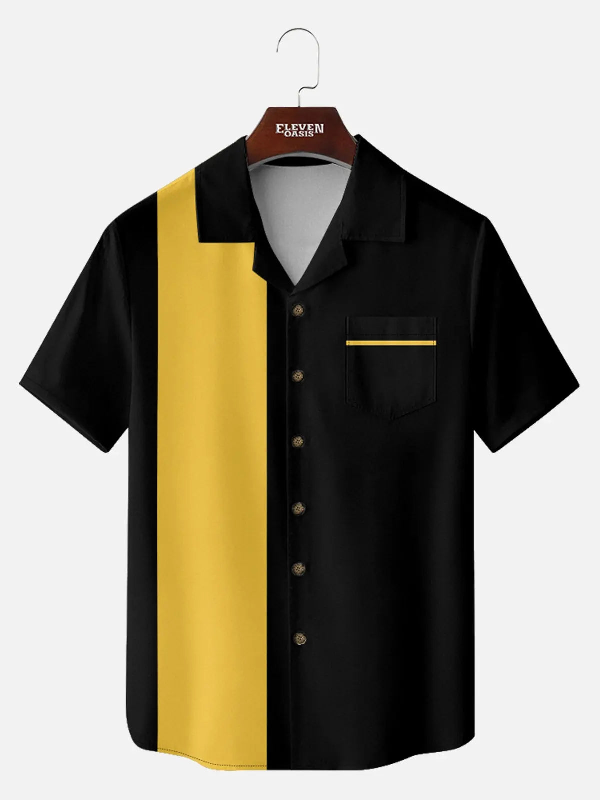 Men's Color Block Panel Short Sleeve Shirt ElevenOasis