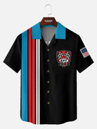 Tall Men's Custom Racing Stripe & Shield Crest Short Sleeve Shirt Eleven Oasis