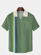 Men's Multi-Colored Stripes Bowling Short Sleeve Shirt Eleven Oasis