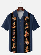 Tall Men's Pin-Up Poker Night Bowling Short Sleeve Shirt Eleven Oasis
