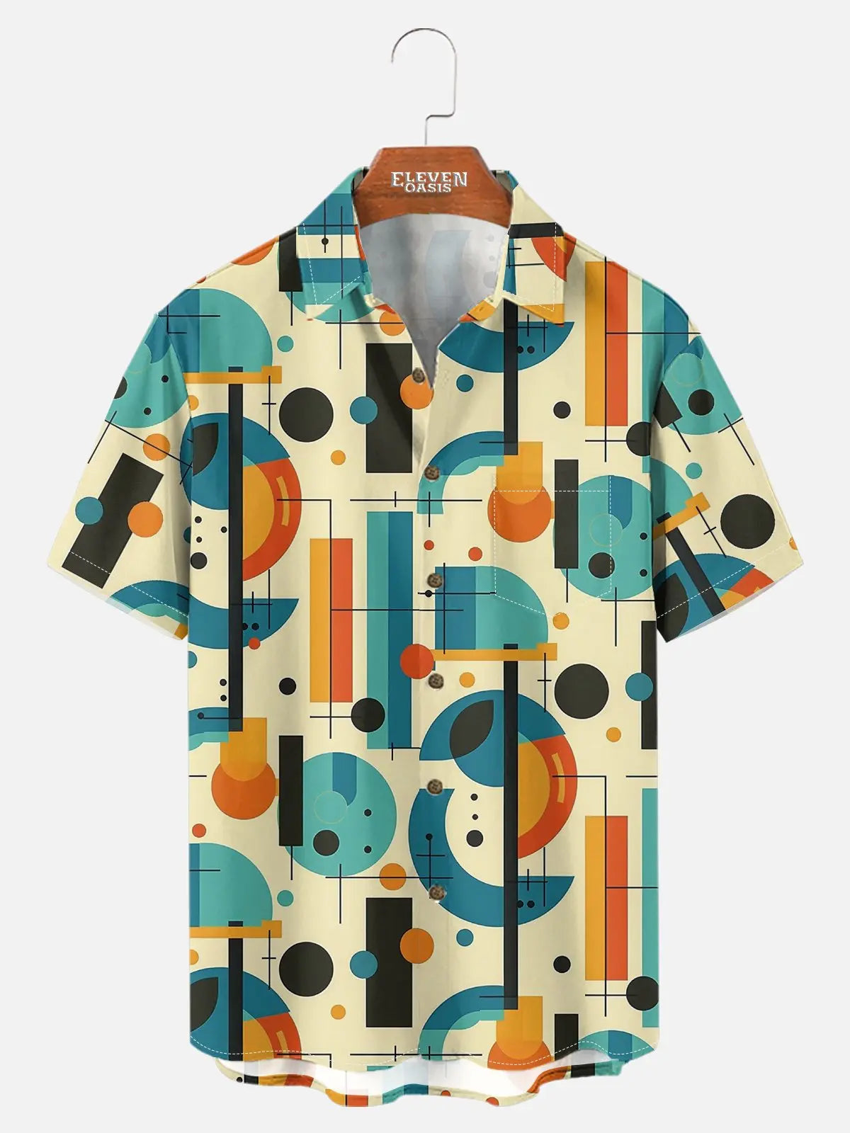 Men's Mid-Century Atomic Shapes Short Sleeve Shirt