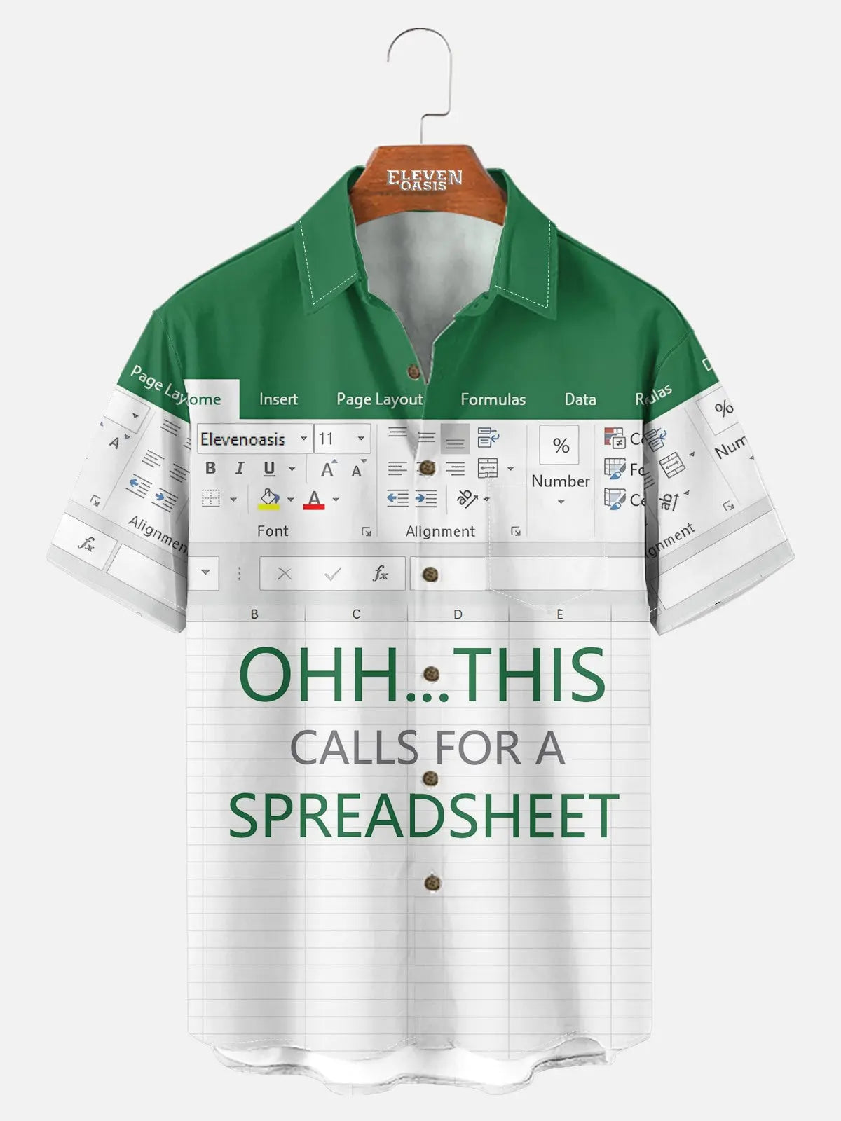 Men's Office Humor Excel Spreadsheet Short Sleeve Shirt ElevenOasis