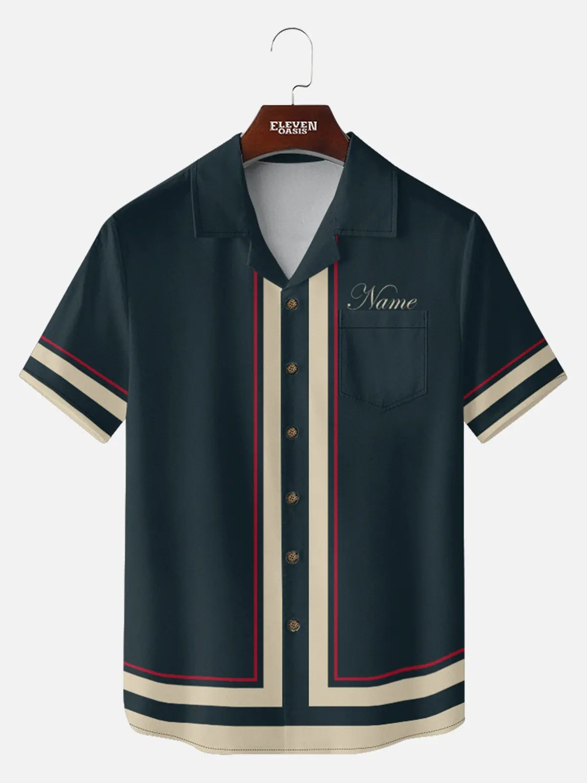 Men's Classic Contrast Trim Customizable Short Sleeve Shirt ElevenOasis
