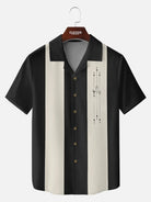 Men's Mid-Century Cocktail Panel Bowling Short Sleeve Shirt ElevenOasis