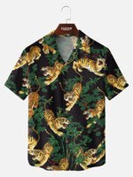 Men's Japanese Tiger & Bamboo Camp Collar Short Sleeve Shirt Eleven Oasis