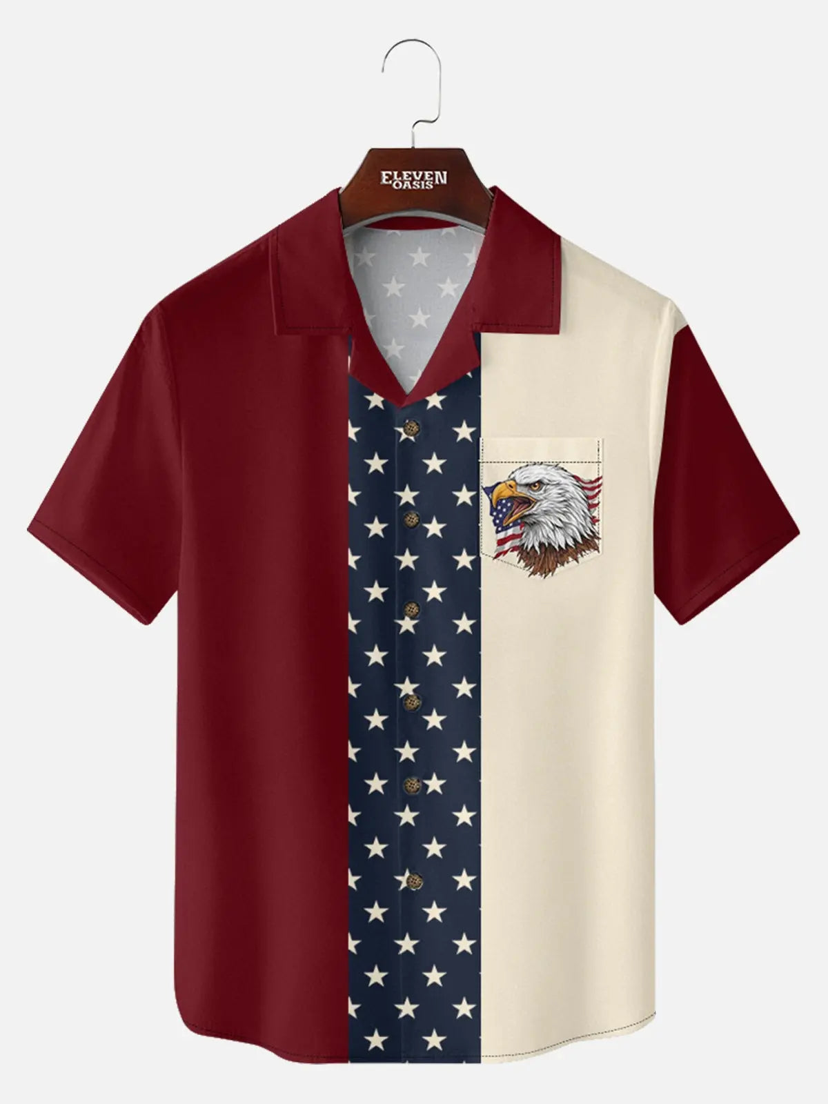 Tall Men's Custom Eagle Americana Short Sleeve Shirt Eleven Oasis