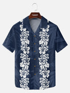 Men's Classic Hibiscus Panel Hawaiian Short Sleeve Shirt ElevenOasis