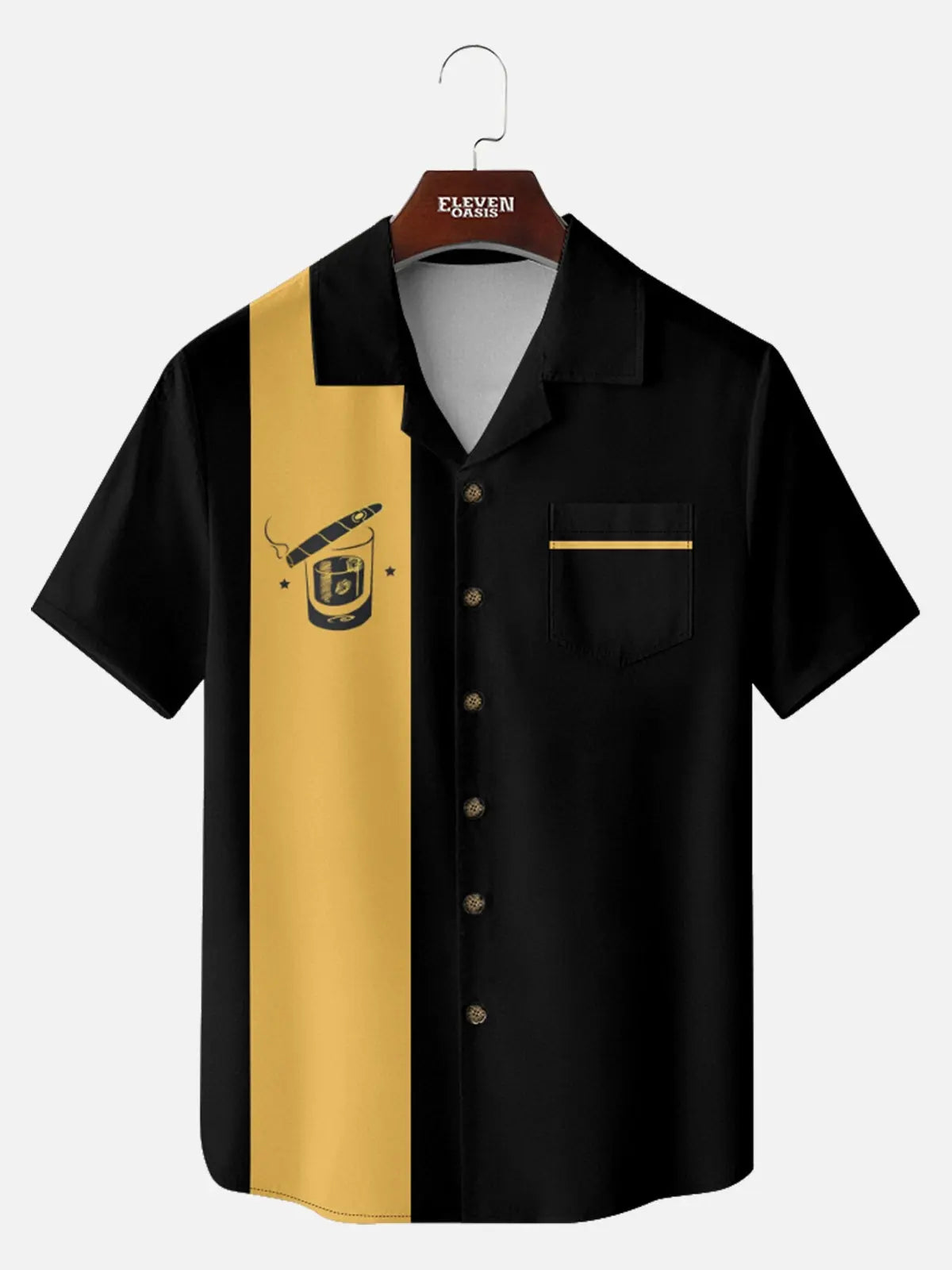 Men's Rockabilly Skull Button Down Halloween Short Sleeve Shirt ElevenOasis
