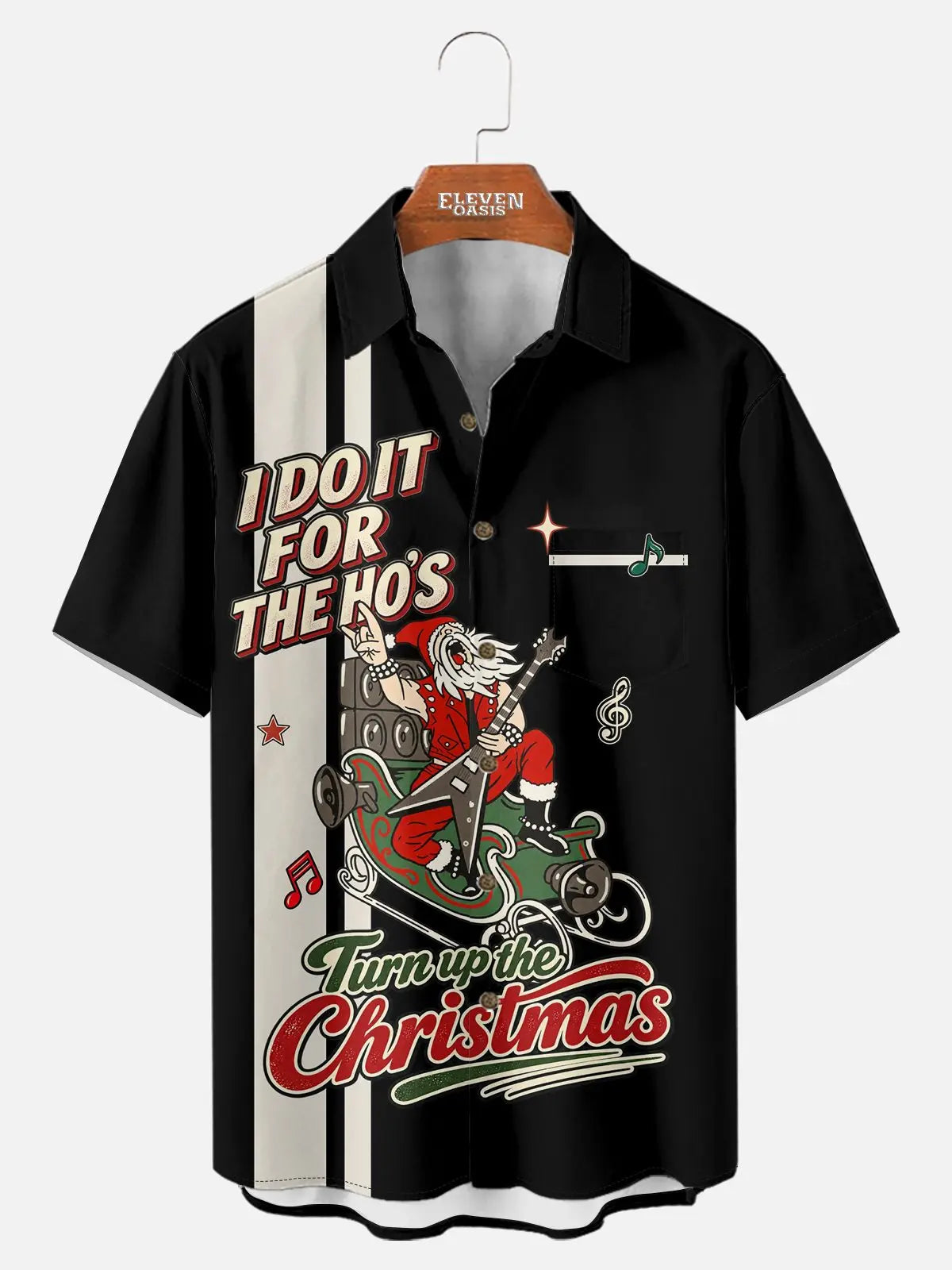 Tall Men's Rockin' Santa Christmas Short Sleeve Shirt