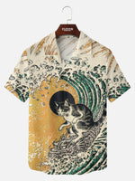 Men's Ukiyo-e Wave Graphic Short Sleeve Shirt Eleven Oasis