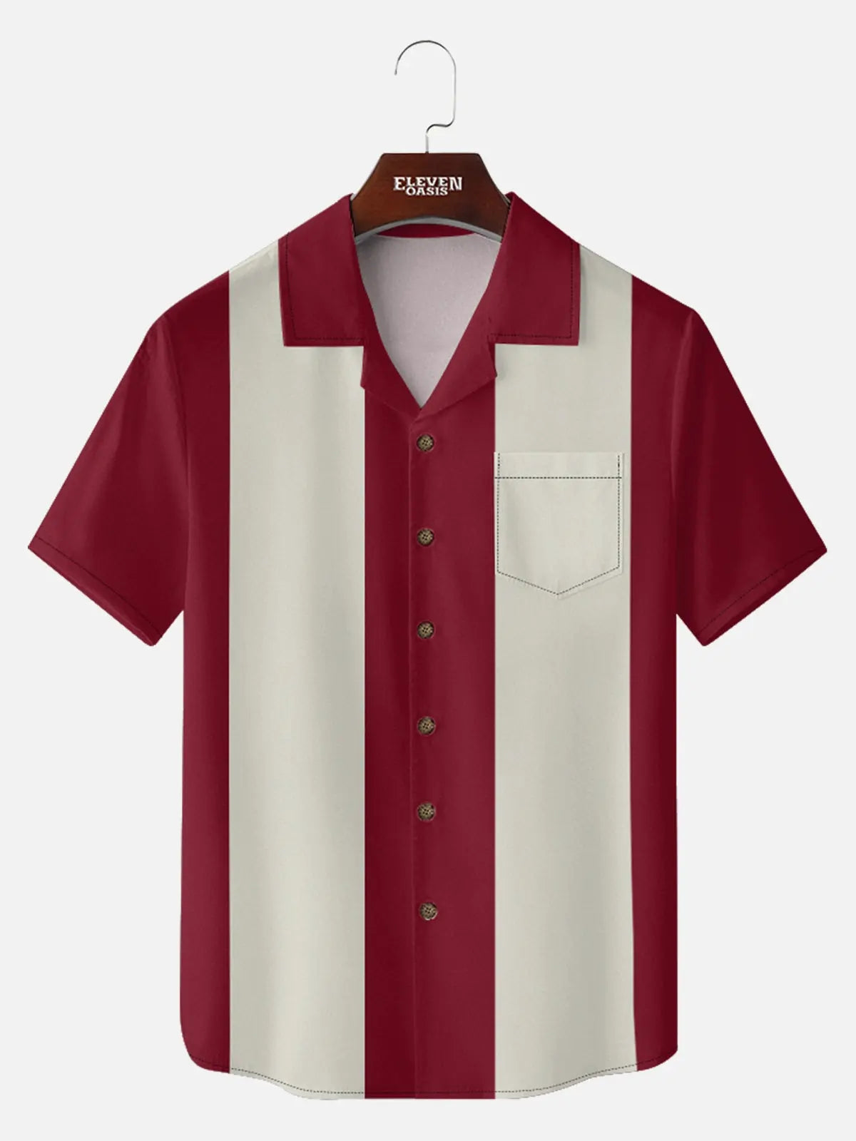 Men's Basic 50s Style Camp Collar Bowling Short Sleeve Shirt ElevenOasis