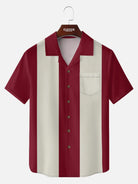 Men's Basic 50s Style Camp Collar Bowling Short Sleeve Shirt ElevenOasis