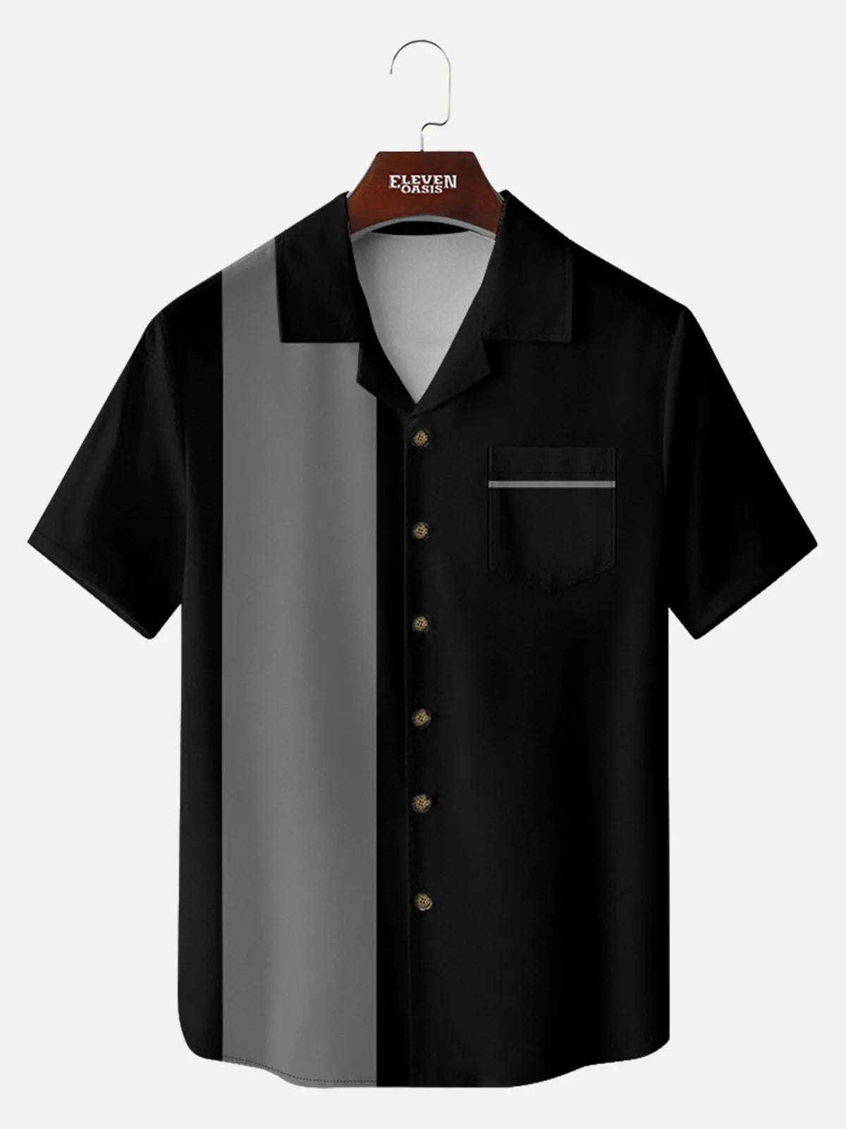 Men's Color Block Panel Short Sleeve Shirt ElevenOasis