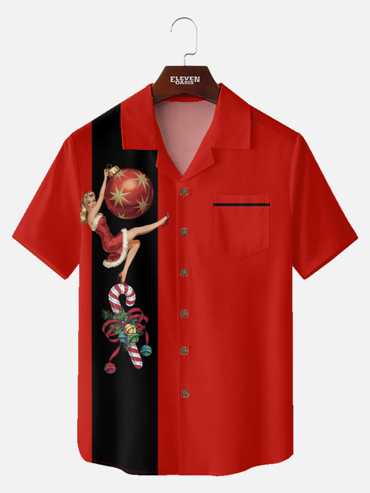 Men's Retro Pin-Up Christmas Short Sleeve Shirt Eleven Oasis