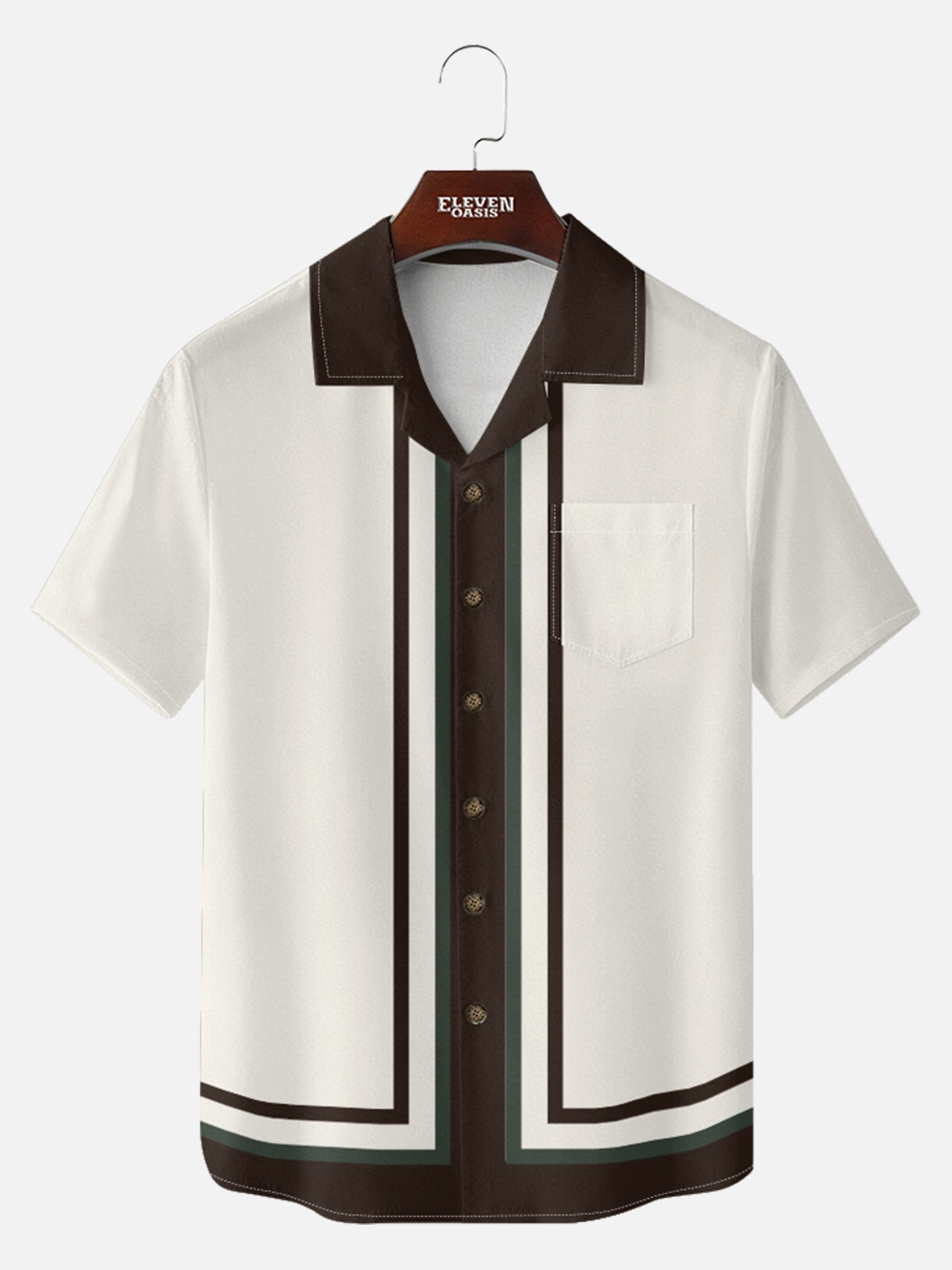 Men's Framed Panel Contrast Collar Short Sleeve Shirt Eleven Oasis