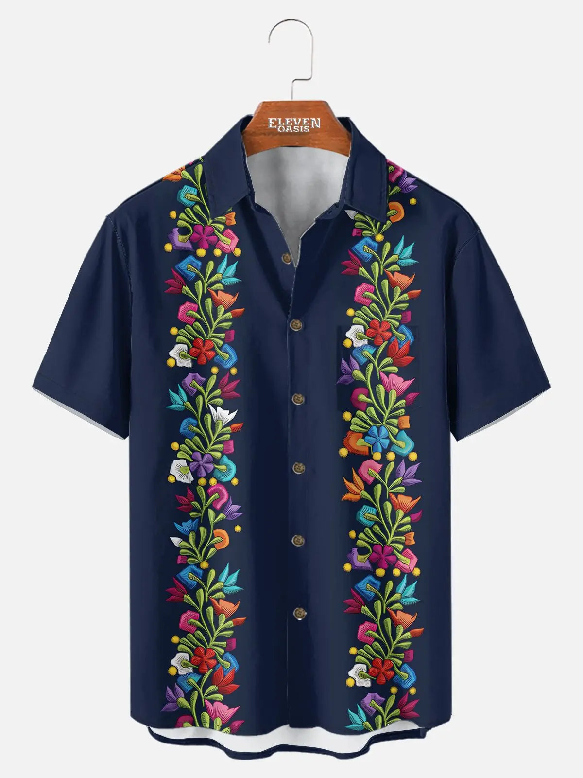Men's Floral Panel Fiesta Short Sleeve Shirt ElevenOasis
