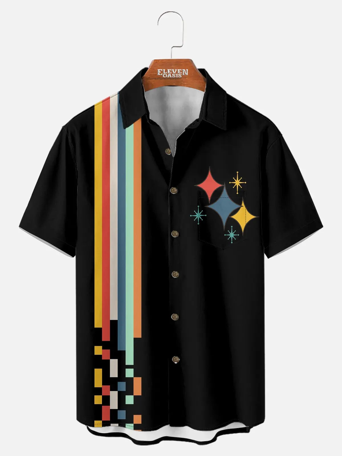 Tall Men's Mid-Century Starburst Stripe Short Sleeve Shirt
