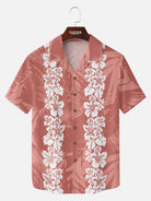 Men's Classic Hibiscus Panel Hawaiian Short Sleeve Shirt ElevenOasis