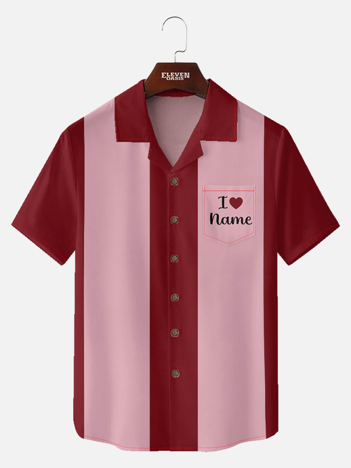 Men's Custom Love Name Panel Short Sleeve Shirt Eleven Oasis