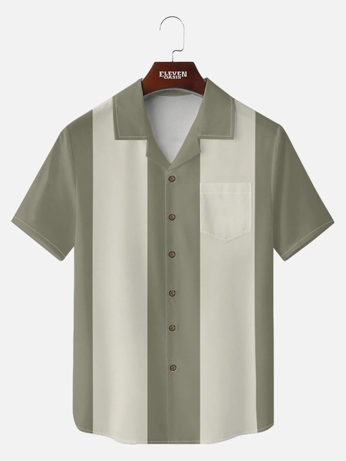 Men's Basic 50s Style Camp Collar Bowling Short Sleeve Shirt ElevenOasis