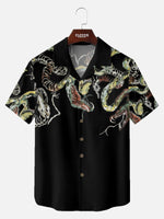 Men's Japanese Snake Skeleton Print Short Sleeve Shirt Eleven Oasis