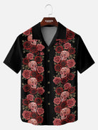 Tall Men's Skull Rose Panel Short Sleeve Shirt Eleven Oasis