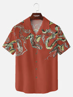 Tall Men's Japanese Snake Skeleton Print Short Sleeve Shirt Eleven Oasis