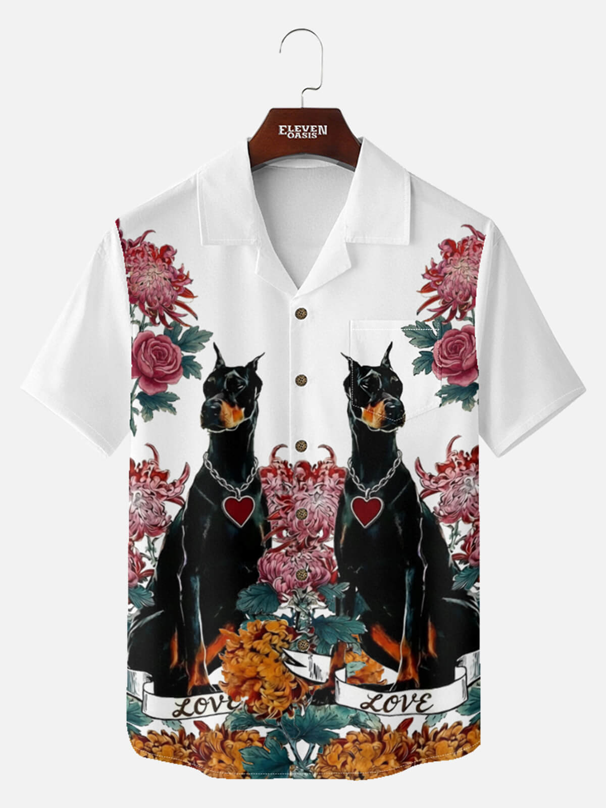 Men's Guardian Dog Floral Short Sleeve Shirt Eleven Oasis