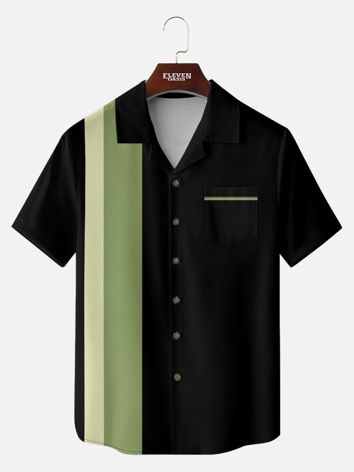 Men's Retro Accent Stripe Panel Short Sleeve Shirt Eleven Oasis