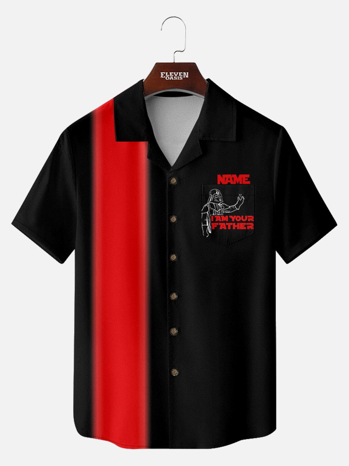 Men's Custom Name "I Am Your Father" Lightsaber Short Sleeve Shirt Eleven Oasis