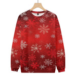 Red Festive Snowflakes Knitted Crewneck Sweatshirt, mens short sleeve shirts?¨º?big and tall mens shirts?¨º?short sleeve shirts for men?¨º?mens 4xl shirts?¨º?casual short sleeve shirts