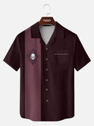 Men's Rockabilly Skull Button Down Halloween Short Sleeve Shirt ElevenOasis