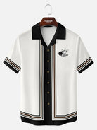 Men's Classic Vertical Stripe Bowling Short Sleeve Shirt ElevenOasis