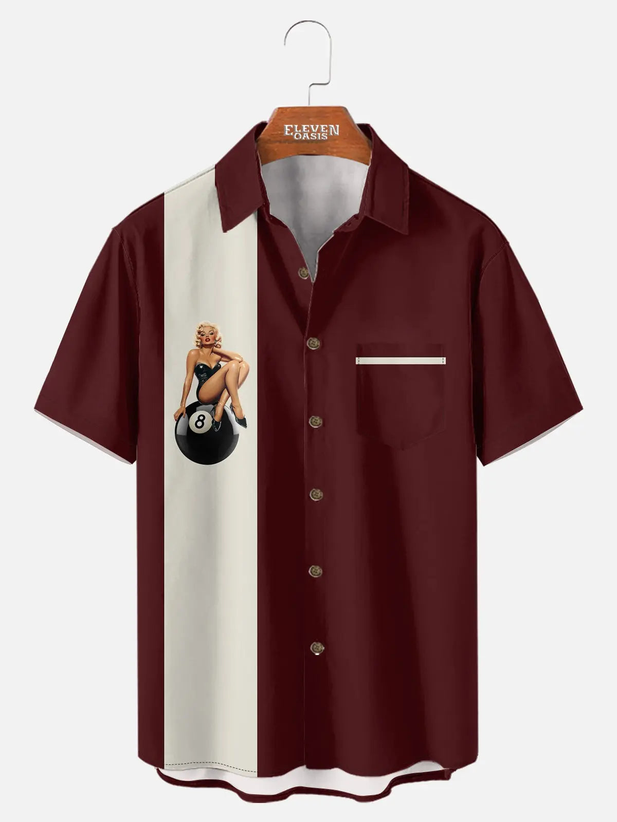 Men's Pin-Up Eight Ball Bowling Short Sleeve Shirt?